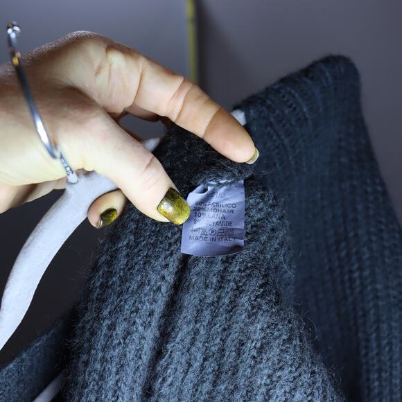 Black Mohair Blend Knit Sweater Dress Made in Italy – Size Medium Approx - Picture 4 of 4